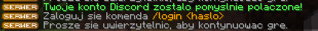 Potwierdzenie połączenia na czacie Minecraft